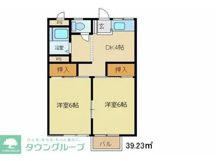 リトルバード(2DK/2階)の間取り写真