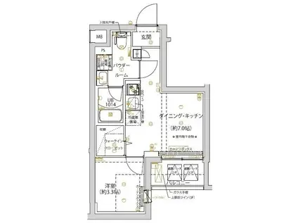 SPコート千川(1DK/5階)の間取り写真