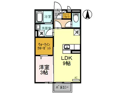 コッカー・スパニエル(1LDK/2階)の間取り写真