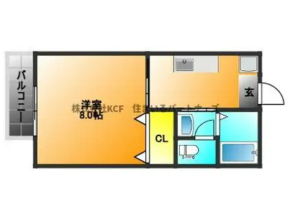 サンビレッジ赤坂(1K/1階)の間取り写真