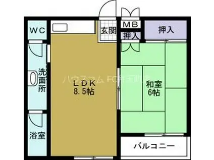 エイトビル弁天町(1LDK/3階)の間取り写真