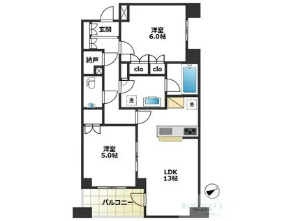 ザ・パークハウス上目黒ピアース(2LDK/1階)の間取り写真