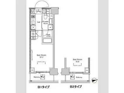 プラウドフラット門前仲町V(1K/7階)の間取り写真
