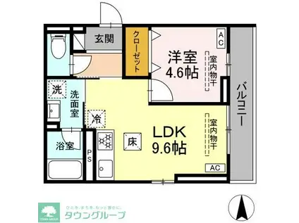 CHARM高倉(1LDK/1階)の間取り写真