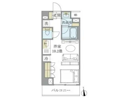 J.リヴェール学芸大学(ワンルーム/2階)の間取り写真
