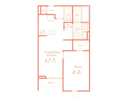 フォレストハイム(1LDK/1階)の間取り写真