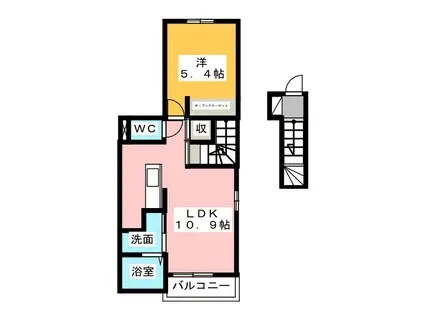 アラタレジデンスA(1LDK/2階)の間取り写真