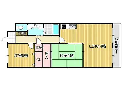 富士ロイヤルアベニュー(2LDK/6階)の間取り写真