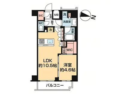 GENOVIA押上II(1LDK/6階)の間取り写真
