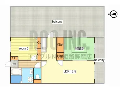 ディーズコート(2LDK/4階)の間取り写真
