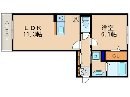 ＪＲ東海道本線 草津駅(滋賀) 徒歩20分 3階建 築12年(1LDK/2階)の間取り写真