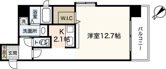 グラビスコート十日市(ワンルーム/4階)の間取り写真