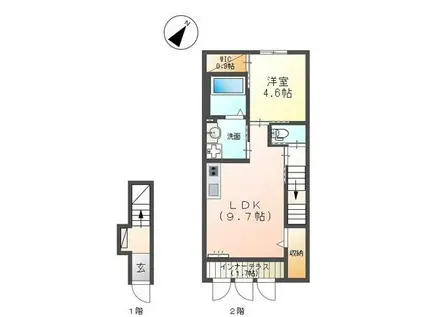 レジデンス牛久保(1LDK/2階)の間取り写真