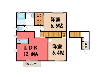 レジデンスクロルセA(2LDK/2階)の間取り写真