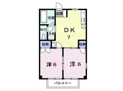 グリーンビレッジA(2DK/2階)の間取り写真