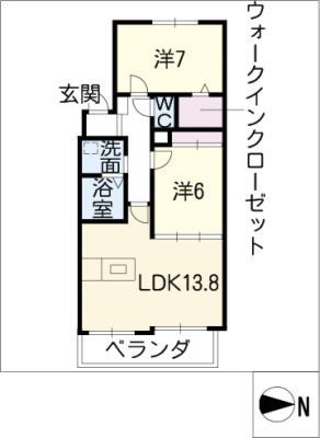 LARGO(2LDK/3階)の間取り写真