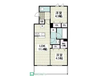 鵠沼海岸7丁目メゾン(2LDK/1階)の間取り写真