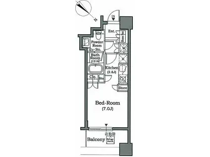 ホライズンプレイス赤坂(ワンルーム/3階)の間取り写真