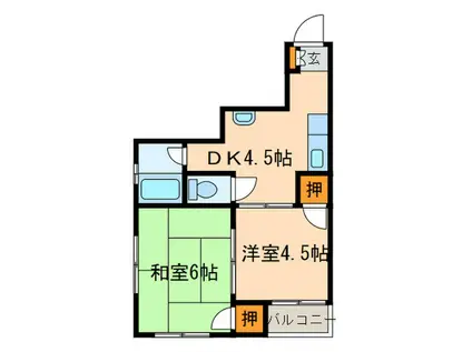 ハイツオカダ(2DK/5階)の間取り写真