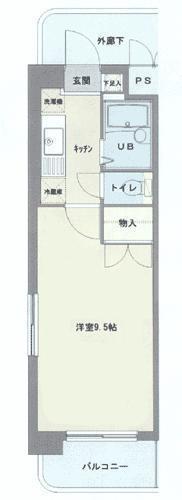 サンヒルズ(1K/4階)の間取り写真