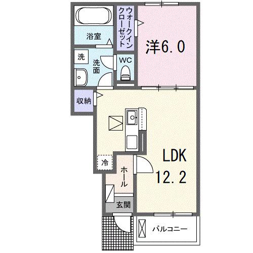 ブルームウィズグレースB(1LDK/1階)の間取り写真