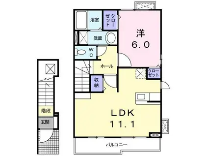 ソレイユGEN III(1LDK/2階)の間取り写真