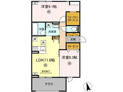 フローリア(2LDK/1階)の間取り写真