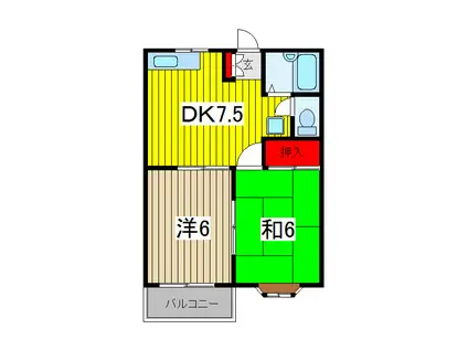 アネックスA(2DK/2階)の間取り写真