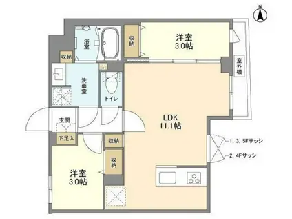 ウェルスクエア新高円寺(2LDK/3階)の間取り写真