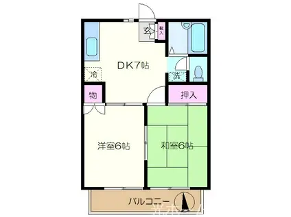 メイプルウッドA(2DK/2階)の間取り写真