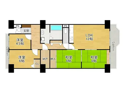 グリーンタウン香里ヶ丘(4SLDK/14階)の間取り写真