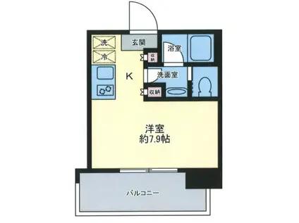 ブリリアタワー浜離宮(ワンルーム/14階)の間取り写真