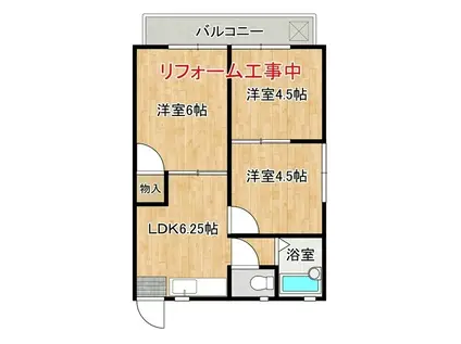 ロイヤルパレス彩佳B棟(3DK/2階)の間取り写真