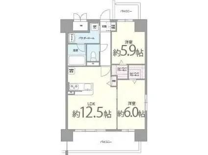 プレメント豊中(2LDK/8階)の間取り写真
