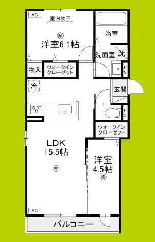 プライム金剛(2LDK/3階)の間取り写真