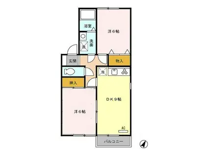 ハイム美須(2LDK/1階)の間取り写真