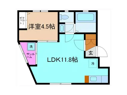 フォルトゥーナ(1LDK/2階)の間取り写真