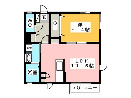 アパートメント公孫樹(1LDK/2階)の間取り写真