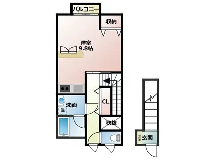 マリナハイツ(ワンルーム/2階)の間取り写真