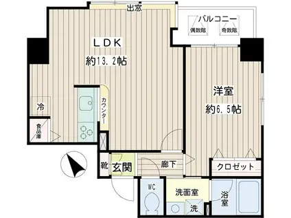 アーバンスクエア鶴見中央(1LDK/10階)の間取り写真