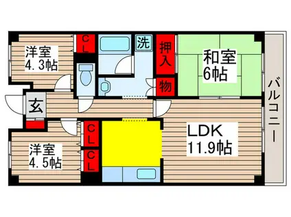グロリオール里見(3LDK/4階)の間取り写真