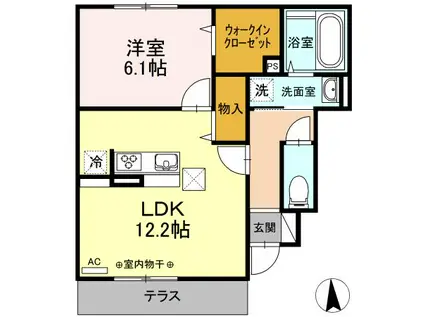 T-ルーム番匠町V(1LDK/1階)の間取り写真