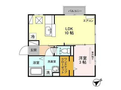 カンターロ(1LDK/1階)の間取り写真