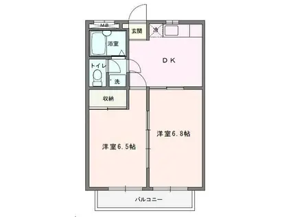 ラグリュー4(2DK/2階)の間取り写真