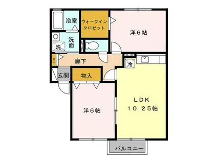 グランドキャッスル・Α B棟(2LDK/2階)の間取り写真