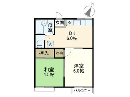 シャレー原宿C棟(2DK/2階)の間取り写真