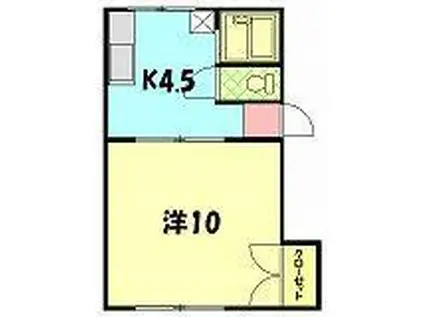 峰ビル(1K/3階)の間取り写真