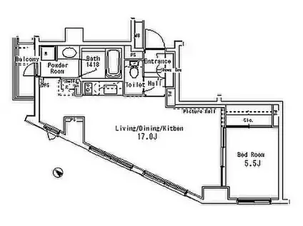 パークアクシス六本木檜町公園(1LDK/4階)の間取り写真