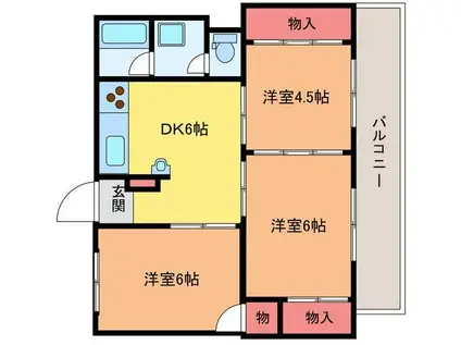 ハイツ米山206(3DK/2階)の間取り写真