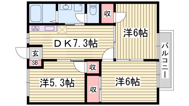 サンライズ青山(3DK/1階)の間取り写真